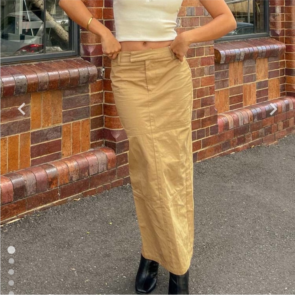 tan fitted maxi skirt